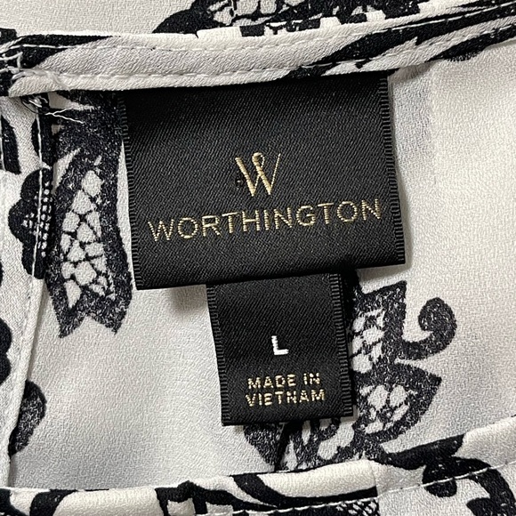 Worthington Black and White Floral Sleeveless Top - Picture 3 of 4